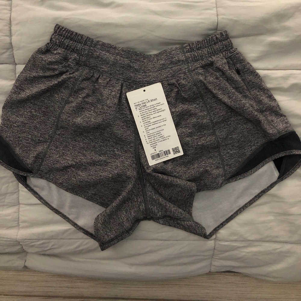 Lululemon Hotty Hot LR Short 4” *Lined size8 grey/black. Like new.